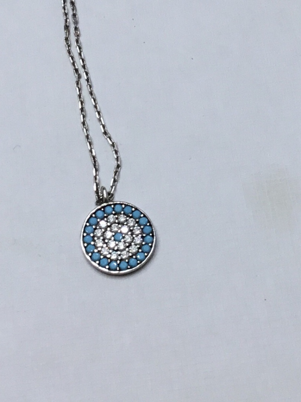Silver Tone Evil Eye Pendant Necklace
